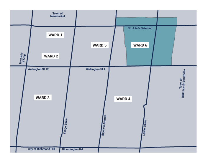 Map of all 6 wards, with Ward 6 highlighted in colour