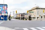 street and buildings looking south on Yonge Street in Downtown Aurora
